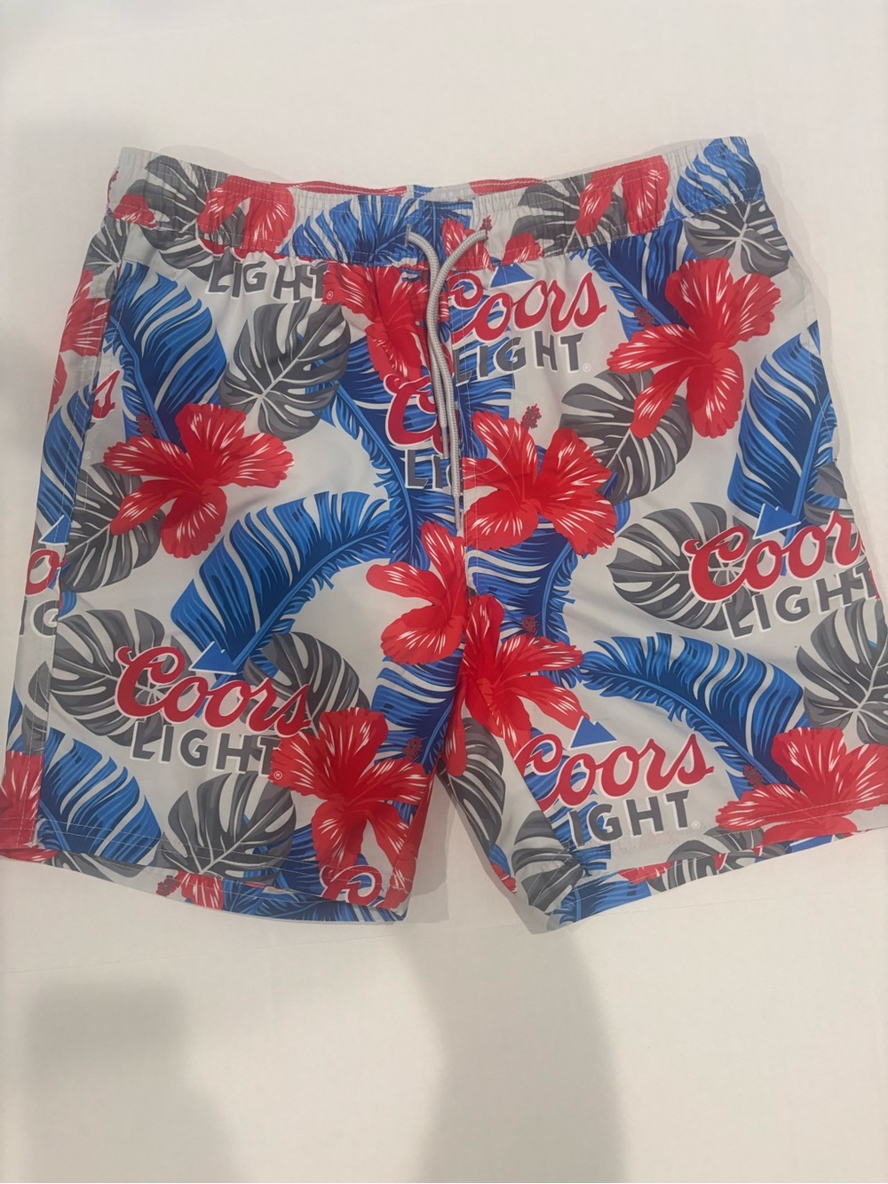 Coors Light Board Shorts Mens Medium Multicolor Floral Tropical Swim Trunks Beer